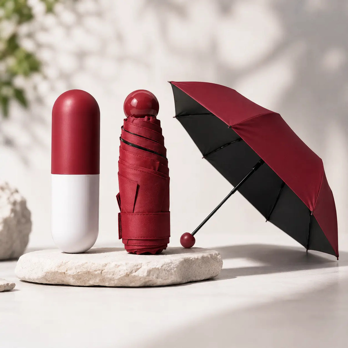 Compact Capsule Folding Umbrella for Rain & Sun Protection
