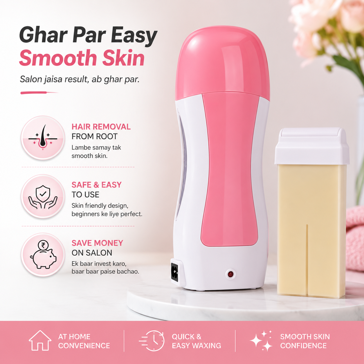 SleekRoll™ Pro At-Home Waxing Kit (Electric Heater + Cartridge + Strips)