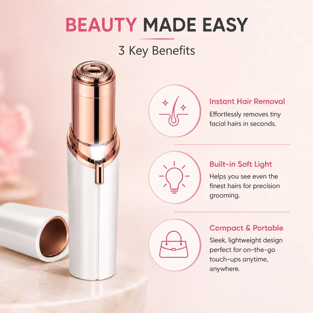 2-in-1 Rechargeable Facial Hair Remover for Women | Safe & Painless