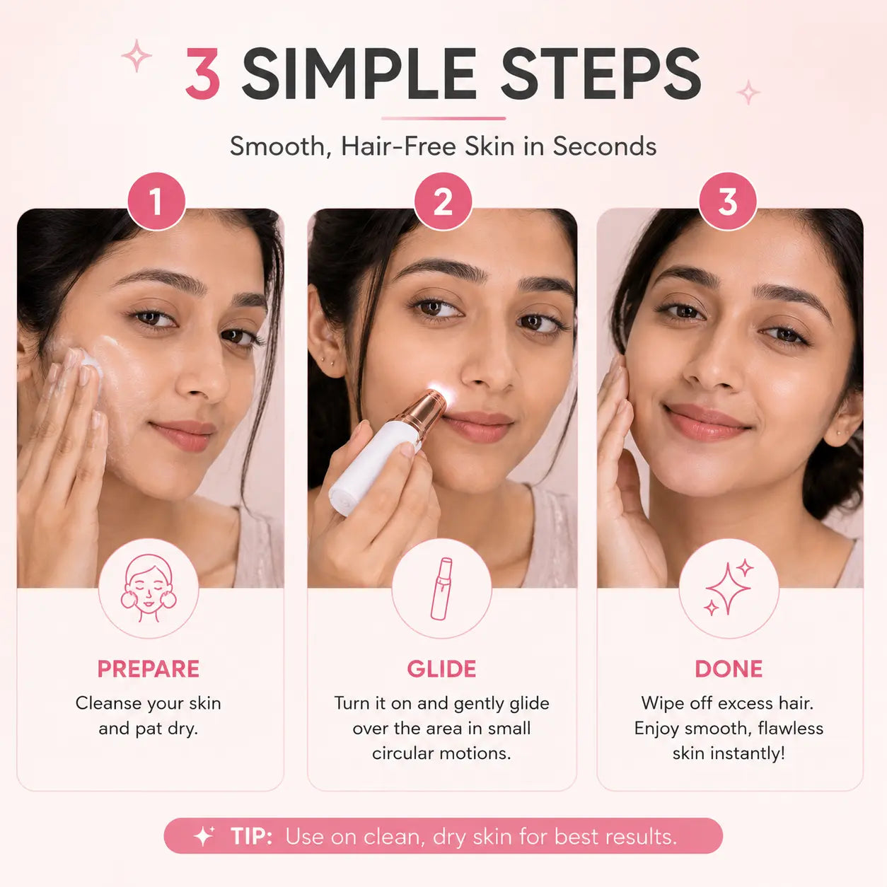 2-in-1 Rechargeable Facial Hair Remover for Women | Safe & Painless