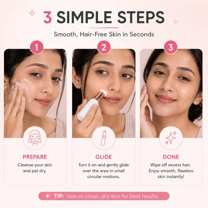 2-in-1 Rechargeable Facial Hair Remover for Women | Safe & Painless